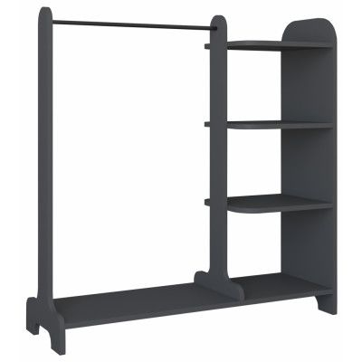 VCM NORDIC Lempuöppen garderob, w. 3 hyllor och 1 hängstång - antracitgrått trä