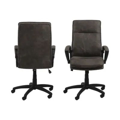 ACT NORDIC Brad skrivbordsstol med armstöd och hjul - antracitgrått tyg och svart nylon