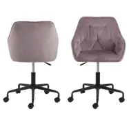 ACT NORDIC Brooke skrivbordsstol, med armstöd - dammrosa polyester och svart metall