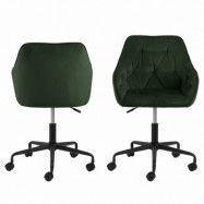 ACT NORDIC Brooke skrivbordsstol, med armstöd - grön polyester och svart metall