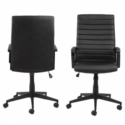 ACT NORDIC Charles skrivbordsstol, med armstöd - svart PU och svart nylon