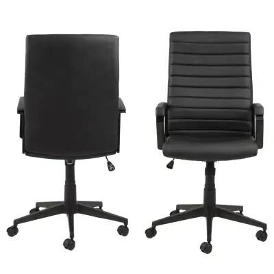 ACT NORDIC Charles skrivbordsstol, med armstöd - svart PU och svart nylon