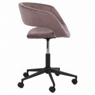 ACT NORDIC Grace skrivbordsstol, med armstöd och hjul - rosa tyg och svart metall