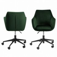 ACT NORDIC Nora skrivbordsstol, med armstöd - grön polyester och svart metall