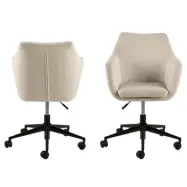 ACT NORDIC Nora skrivbordsstol, med armstöd - sand polyester och svart metall