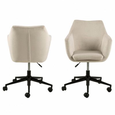 ACT NORDIC Nora skrivbordsstol, med armstöd - sand polyester och svart metall