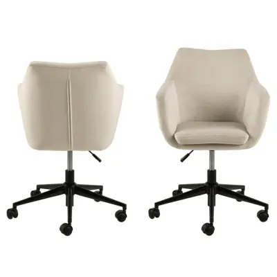 ACT NORDIC Nora skrivbordsstol, med armstöd - sand polyester och svart metall