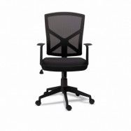Basic skrivbordsstol, med armstöd, hjul, justerbar höjd och vridfunktion - svart tyg och plast