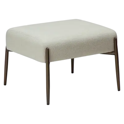 DAN-FORM GLAM fotpall Benvit bouclé med ben i antikmässing