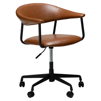 DAN-FORM ROVER Kontorsstol Vintage ljusbrunt konstläder med svart kontorsunderrede