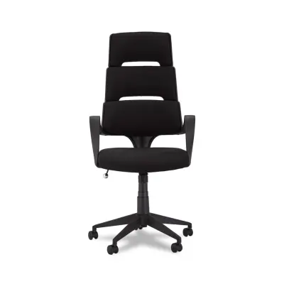 Domo kontorsstol, med armstöd och hjul - tyg och svart