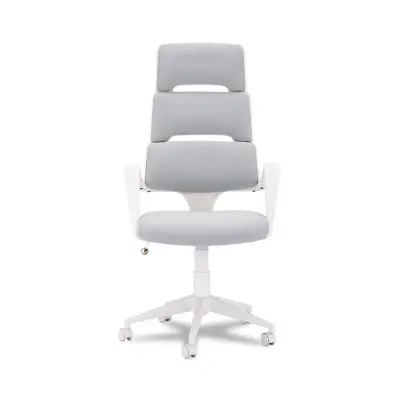 Domo kontorsstol, med armstöd och hjul - tyg och vit