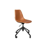 DUTCHBONE Franky kontorsstol, med hjul - brun PU och svart stål