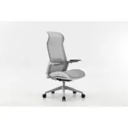 Ergo Prestige M98 kontorsstol, med armst&ouml;d och hjul - gr&aring;tt n&auml;t och plast