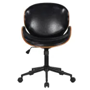 HOUSE OF SANDER Rind Kontorsstol, med Hjul, Armstöd, Justerbar Höjd - Mörkt Trä, Svart Konstläder, Metall