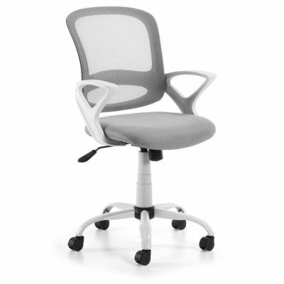 LAFORMA Lambert kontorsstol, med armstöd och hjul - grått tyg och vit plast/stål