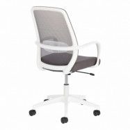 LAFORMA Melva skrivbordsstol, justerbar, med armstöd, hjul och vridfunktion - grått tyg / vit plast