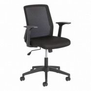 LAFORMA Nasia skrivbordsstol, höj- och sänkbar, med hjul och armstöd - svart tyg och plast