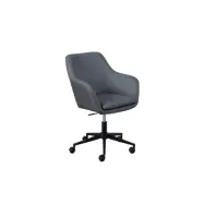 NORDIC LIVING COLLECTION Arbetsavslappnad kontorsstol, med armstöd, 5 säkerhetshjul, snurrfunktion, höjdjusterbar - grå polyester och svart metall