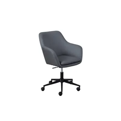NORDIC LIVING COLLECTION Arbetsavslappnad kontorsstol, med armstöd, 5 säkerhetshjul, snurrfunktion, höjdjusterbar - grå polyester och svart metall