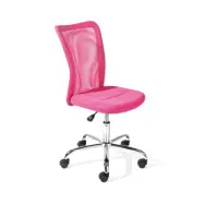 NORDIC LIVING COLLECTION Bonnie kontorsstol för barn, med snurrsits, 5 säkerhetshjul, höjdjusterbar - rosa PU/nät och kromad metall