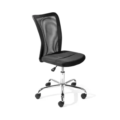NORDIC LIVING COLLECTION Bonnie kontorsstol för barn, med snurrsits, 5 säkerhetshjul, höjdjusterbar - svart PU/nät och kromad metall