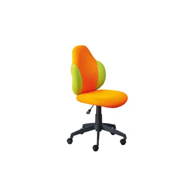 NORDIC LIVING COLLECTION Jessi kontorsstol för barn, med snurr- och tiltfunktion, höjdjusterbar, 5 hjul - orange och grönt nättyg och svart plast