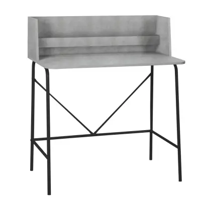 NORDLYS Houston datorbord, rektangulärt - grått trä och svart metall (90x48)