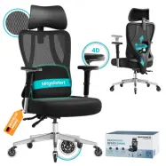 SONGMICS Ergonomisk Kontorsstol med Justerbart Stöd, Bläcksvart, Artikelnummer: OBN067BH01