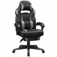 SONGMICS Gamingstol Skrivbordsstol med fotstöd, kontorsstol med nackstöd och svankdyna, höjdjusterbar, ergonomisk