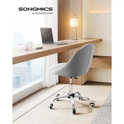 SONGMICS Homeoffice OBG020G01 Snurrstol, Skrivbordsstol, Skumstoppning, Höjdjusterbar, För Studie, Sovrum, Grå