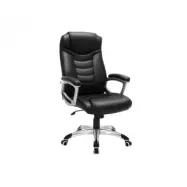 SONGMICS OBG21B kontorsstol, med armstöd, hjul, höjdjusterbar, ergonomisk - svart PU och stål
