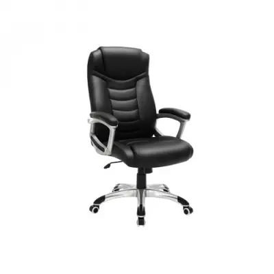 SONGMICS OBG21B kontorsstol, med armstöd, hjul, höjdjusterbar, ergonomisk - svart PU och stål