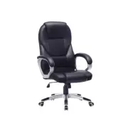 SONGMICS OBG22B - Snurrstol för kontor, arbetsstol, ergonomisk, PU, med hjul, svart, 76x66x32
