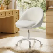 SONGMICS Sherpa sminkstol för hemmakontor, kontorsstol, skumstoppning, höjdjusterbar, för arbetsrum, sovrum, cappuccino beige/molnvit OBG020W01