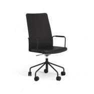 Swedese Stella hög kontorsstol höj/sänkbar utan svikt Läder elmosoft 99999 svart-svart stativ