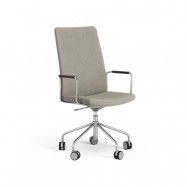Swedese Stella hög kontorsstol höj/sänkbar utan svikt Tyg camira main line flax 02 grå/beige-krom