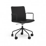 Swedese Stella kontorsstol höj/sänkbar med svikt läder elmosoft 99999 svart, svart stativ