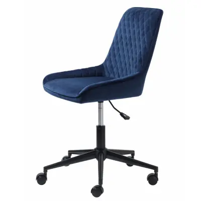 UNIKA MÖBLER Milton kontorsstol, m. hjul - blå polyester sammet och svart metall