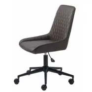 UNIKA M&Ouml;BLER Milton kontorsstol, m. hjul - m&ouml;rkbrun PU och svart metall