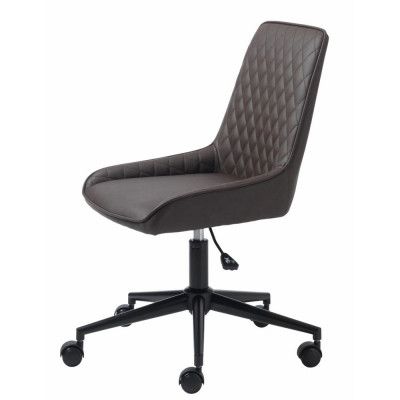 UNIKA MÖBLER Milton kontorsstol, m. hjul - mörkbrun PU och svart metall