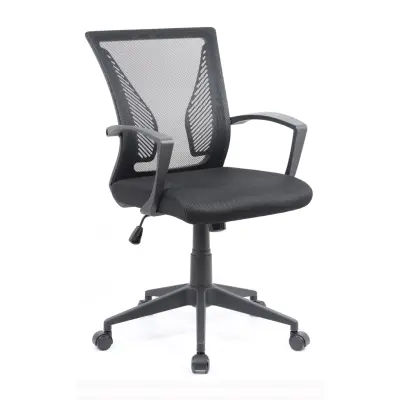 VCM NORDIC Offilo kontorsstol, m. armstöd, hjul, höjdjusterbar - svart nylonfleece, tyg, stål