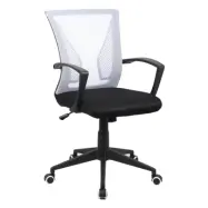 VCM NORDIC Offilo kontorsstol, m. armstöd, hjul, höjdjusterbar - vit nylonfleece och svart tyg/stål
