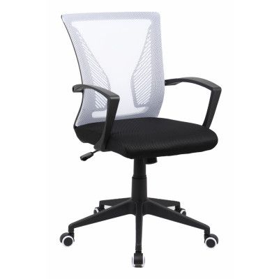 VCM NORDIC Offilo kontorsstol, m. armstöd, hjul, höjdjusterbar - vit nylonfleece och svart tyg/stål