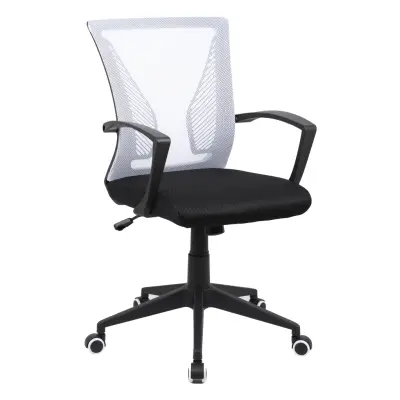 VCM NORDIC Offilo kontorsstol, m. armstöd, hjul, höjdjusterbar - vit nylonfleece och svart tyg/stål