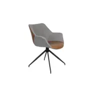 ZUIVER Doulton Snurrstol, m armstöd - vintage brun, grå polyakryl/polyester och svart stål