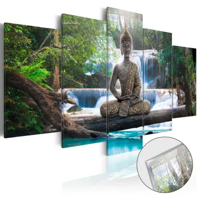 Artgeist bild - Buddha and Waterfall, på plexiglas, 2 storlekar 100x50