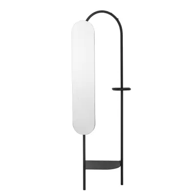 BLOOMINGVILLE Belen klädställ, w. justerbar spegel och 1 hylla - spegelglas och svart metall