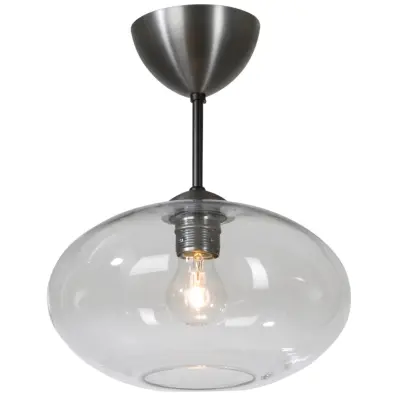 Bullo plafond m.stång, oxidgrå/klarglas 27cm