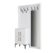 FUNZI LIVING Berlin BC entrémöbel, med spegel, 8 krokar, 2 dörrar, 2 hyllor - vit melamin och metall